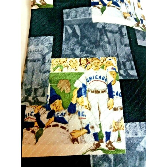 Mens Neck Tie Chicago Baseball Norman Rockwell Saturday Evening Post The Dugout - Picture 1 of 6